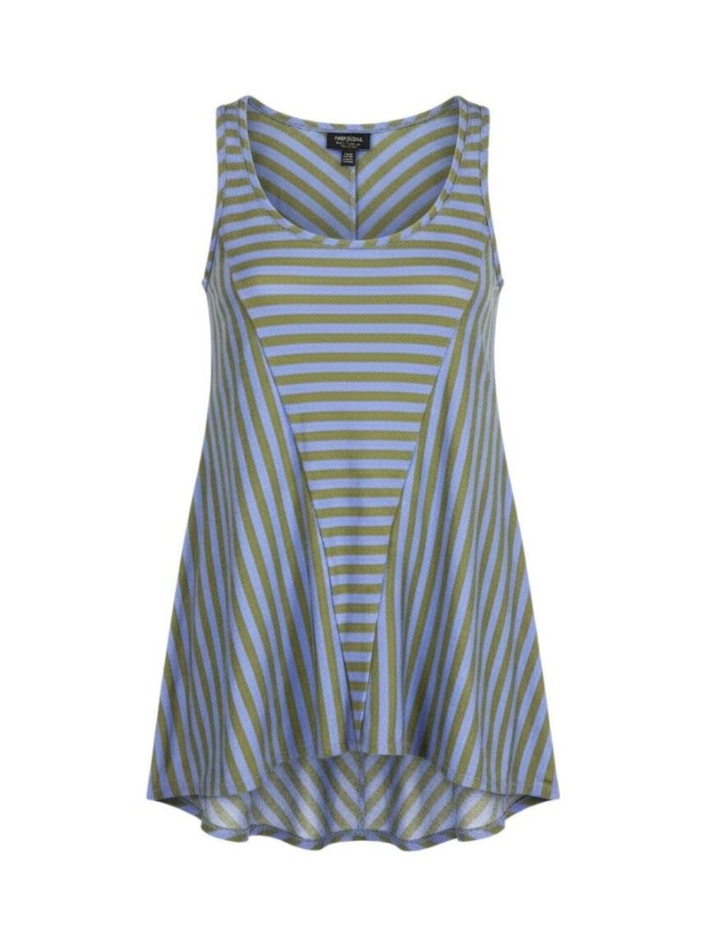 Striped High-Low Tank Top By Nicole By Nicole Miller Green & Blue Size M/M